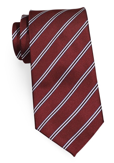 Mens Tie in Dark Burgundy With Light Blue Stripes