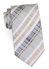 Graphic Tie in Soft Tans and Silvers