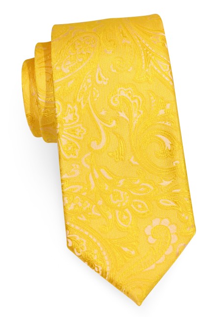 Canary Yellow Paisley Necktie