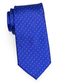 Royal Blue Polka Dot Tie | Royal Blue Mens Tie with Woven Silver Dots
