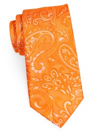 Mandarin Orange Paisley Tie in XL