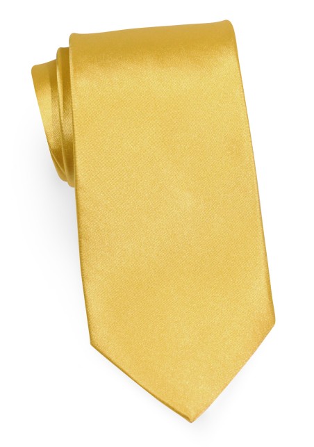 Mens Silk Tie in Solid Golden-Yellow