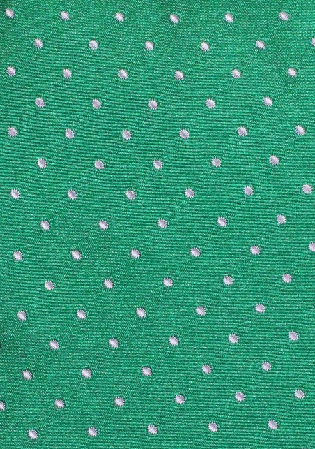 Kelly Green Polka Dot Tie | Mens Necktie in Kelly Green with Woven Silver Dots