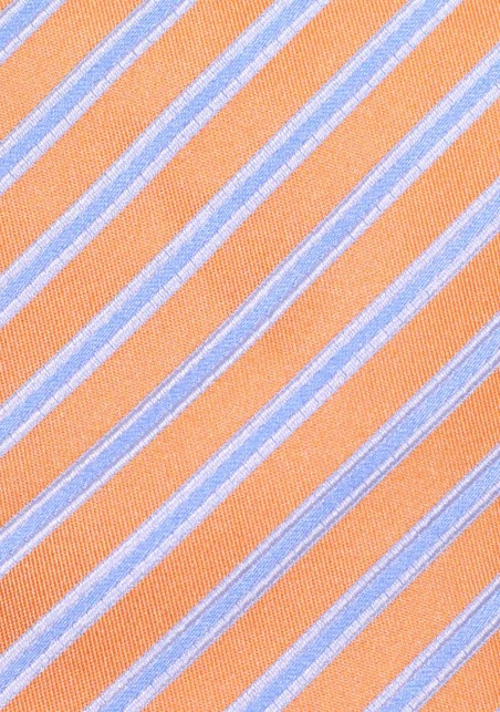 Peach Orange and Baby Blue Striped Necktie