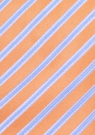 Peach Orange and Baby Blue Striped Necktie