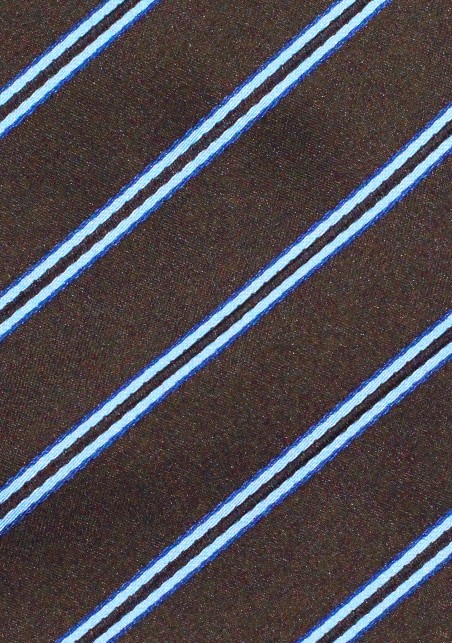 Striped Necktie in Chocolate Brown and Light Blue