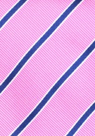 Pink Skinny Tie | Carnation Pink Skinny Tie with Stripes in Navy
