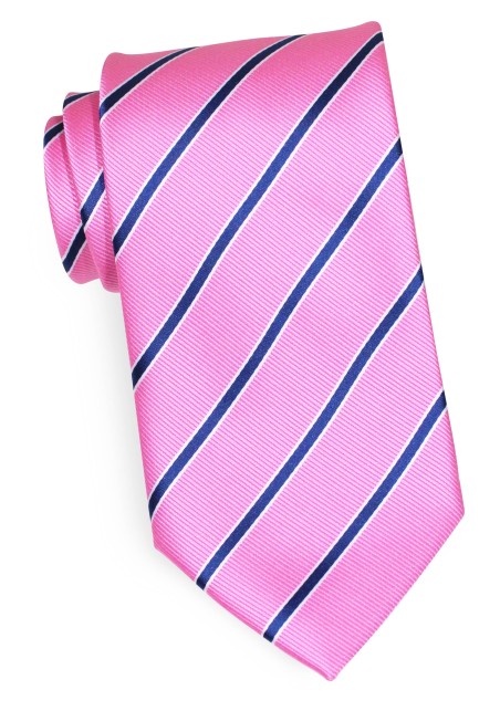 Extra Long Pink Tie | Pink and Navy Striped Tie in Extra Long Length