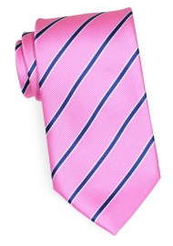 Extra Long Pink Tie | Pink and Navy Striped Tie in Extra Long Length