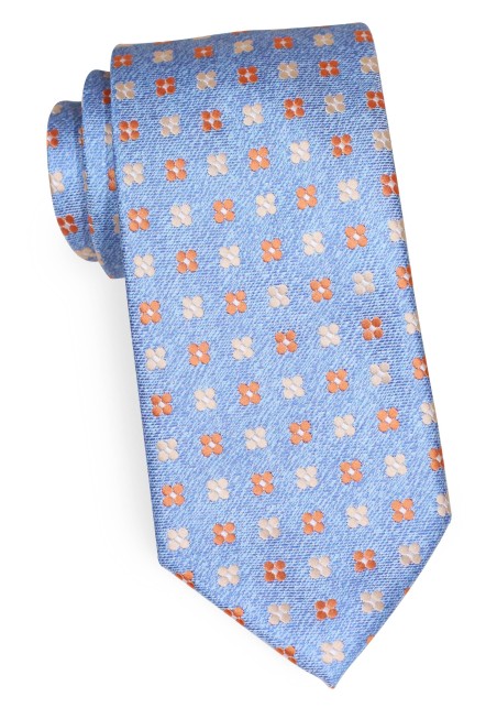 Floral Tie in Sky Blue | Light Blue Tie with Orange and Peach Blossoms