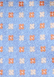 Floral Tie in Sky Blue | Light Blue Tie with Orange and Peach Blossoms