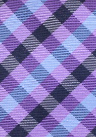 Violet Purple Gingham Check Tie | Violet and Blue Gingham Check Necktie