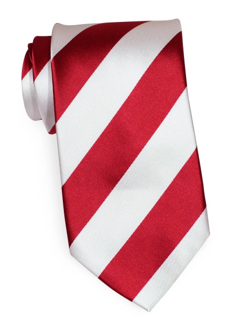 Extra Long Red and White Silk Tie