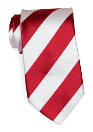 Red & White Striped Silk Tie