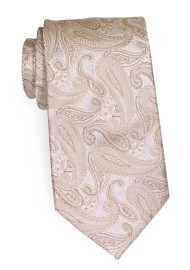 Silk Paisley Tie in Champagne in XL