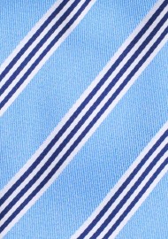 Classic Striped Tie | Blue Striped Tie with Black and Champagne