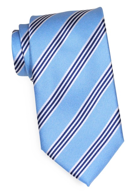 Light Blue XL Striped Tie | Extra Long Necktie in Light Blue, Golden, and Black stripes