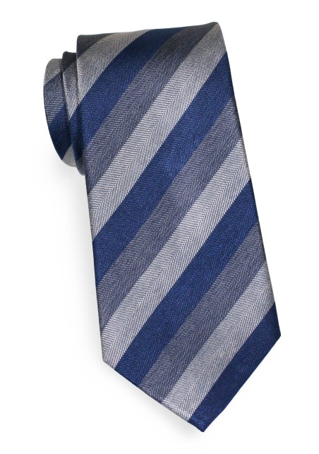 Trenditional Striped Tie in Navy and Gray