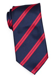 Trendy Repp Tie in Classic Reds and Blues