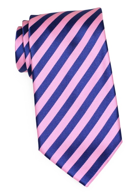 Pink Stripe Tie in XL | Extra Long Necktie in Pink and Navy