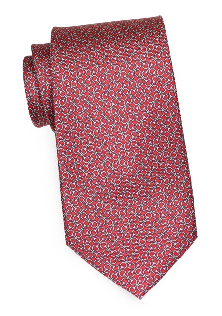 Stirup Print Silk Tie in Cherry Red | Equine Riding Saddle Print Necktie