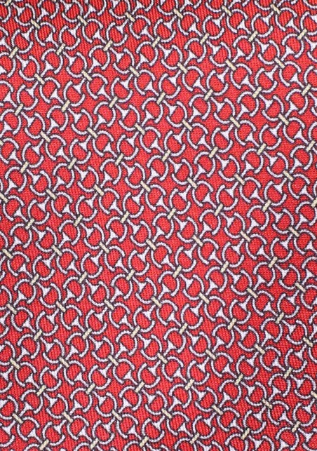 Stirup Print Silk Tie in Cherry Red | Equine Riding Saddle Print Necktie