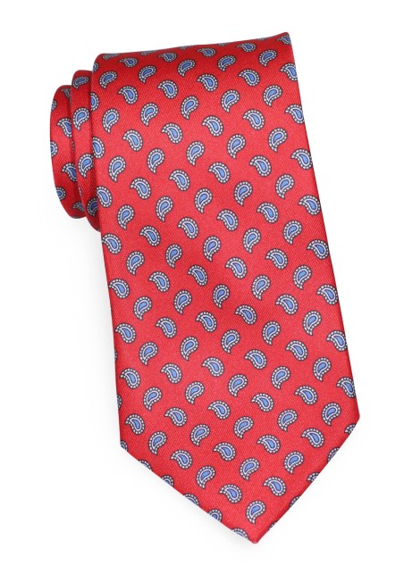 Bright Red Paisley Tie | Bold Red Necktie with paisley Print