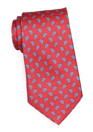 Bright Red Paisley Tie | Bold Red Necktie with paisley Print