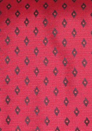 Cherry Red Mens Necktie | Deep Cherry Red Colored Tie with Diamond Check