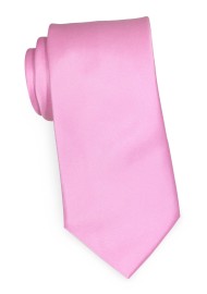 Pink Satin Tie | Mens Solid Color Necktie in Bright Bubblegum Pink