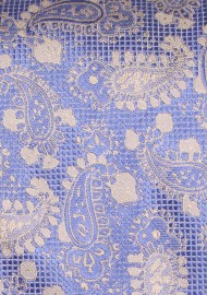 Pastel Blue and Gold Paisley Tie | Light Blue Necktie with Golden Paisley Pattern