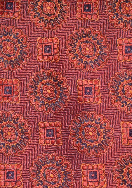 Medallion Designer Tie | Cinnamon Spice Mens Necktie in Medallion Design