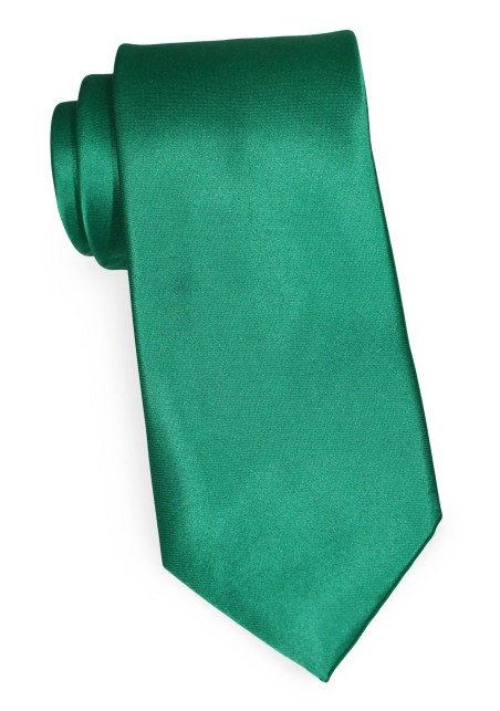 Emerald Necktie | Solid Emerald Green Tie | Formal Satin Necktie in Emerald Green