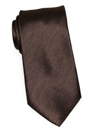 Brown Mens Tie with Herringbone Weave