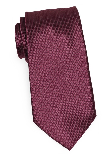 Solid Tie with Woven Texture in Rosewood Red