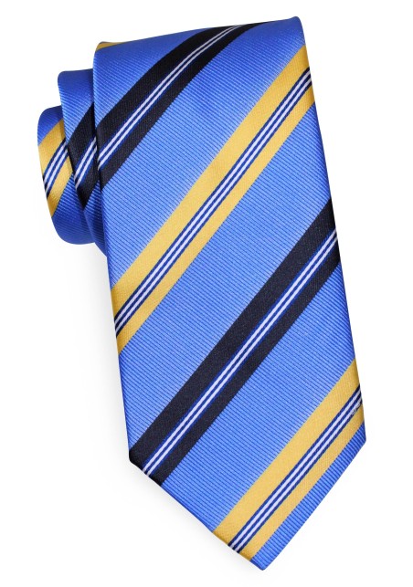Blue Tie with Yellow Stripes