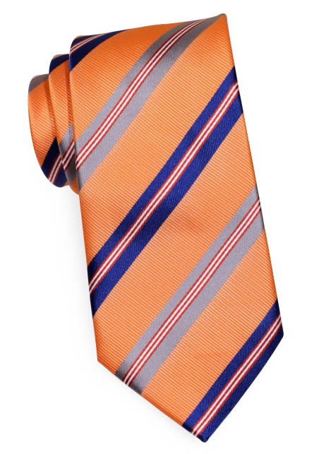Orange, Blue, and Silver Necktie