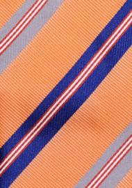 Orange, Blue, and Silver Necktie