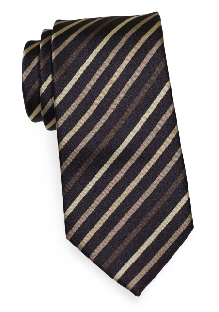 Modern Striped Tie in Brown, Gold, and Black