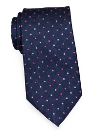 Polka Dot Tie in Navy and Pink