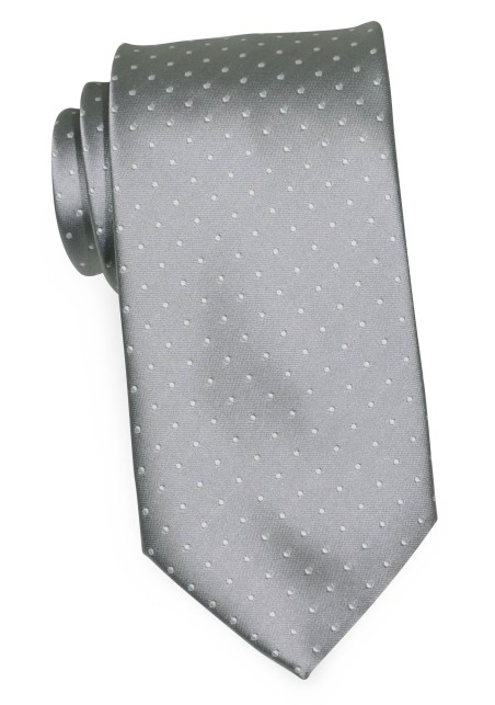 Kids Necktie Silver and White Polka Dots