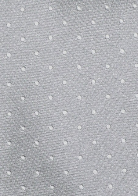 Kids Necktie Silver and White Polka Dots