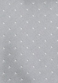 Kids Necktie Silver and White Polka Dots