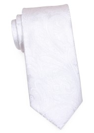 Bright White Woven Paisley Necktie