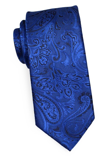Royal Blue XXL Tie with Paisley Weave