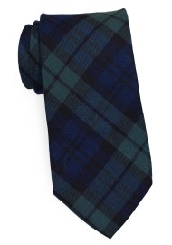 Christmas Plaid Tie | Holiday Plaid Tie Hunter Green and Navy Blue