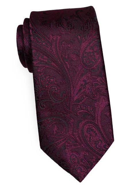 Claret Burgundy Red Paisley Tie