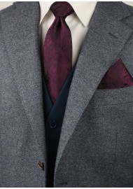 Claret Burgundy Red Paisley Tie