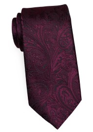 Mens XL Paisley Tie in Claret