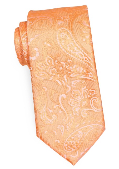 Peach Color Mens Paisley Tie in XXL
